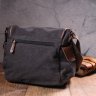 Чорна горизонтальна чоловіча сумка з текстилю з клапаном Vintage (2421247) - 9