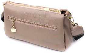 Женская кожаная сумка с металлическим декором Vintage 22609 Бежевая