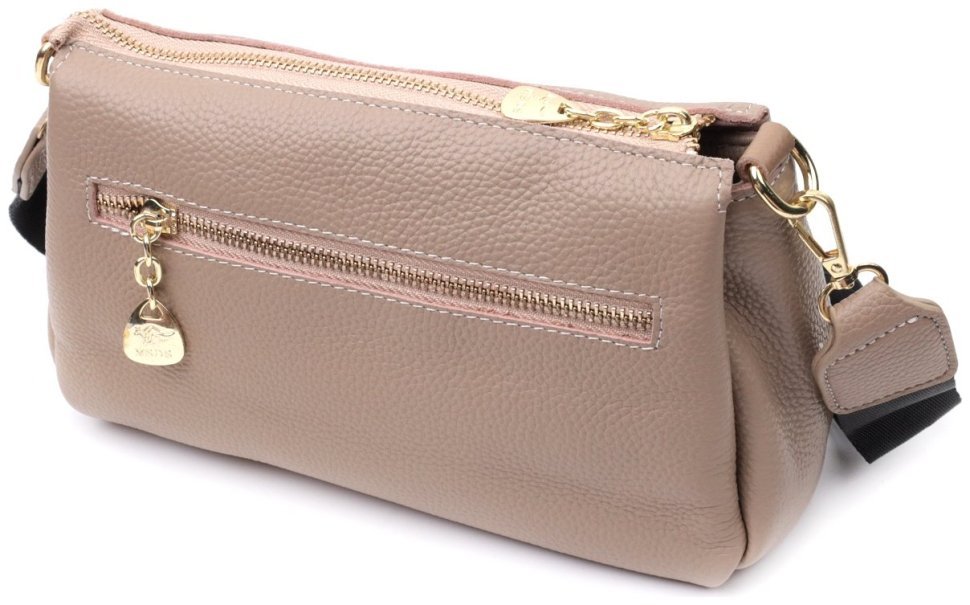 Женская кожаная сумка с металлическим декором Vintage 22609 Бежевая modnotak фото №2