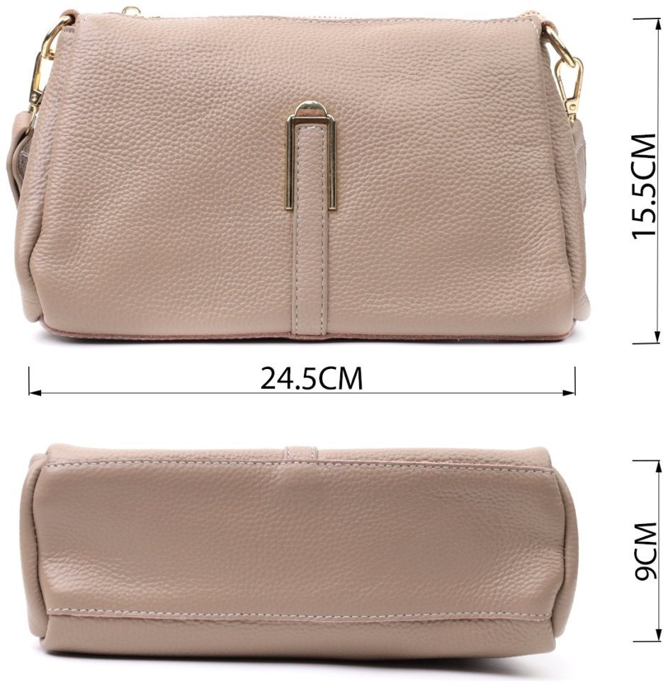 Женская кожаная сумка с металлическим декором Vintage 22609 Бежевая modnotak фото №3