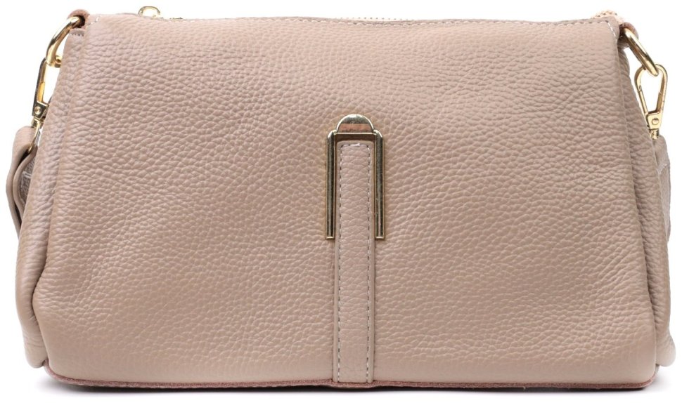 Женская кожаная сумка с металлическим декором Vintage 22609 Бежевая modnotak фото №5