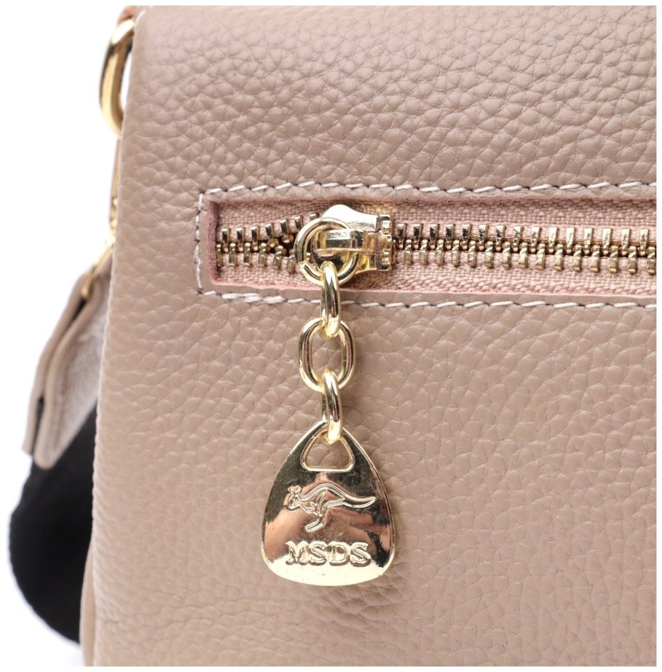 Женская кожаная сумка с металлическим декором Vintage 22609 Бежевая modnotak фото №8