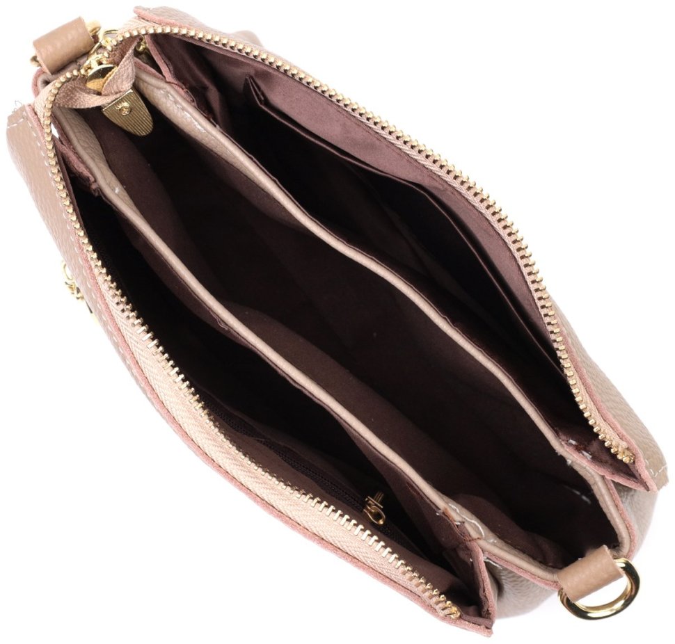 Женская кожаная сумка с металлическим декором Vintage 22609 Бежевая modnotak фото №9