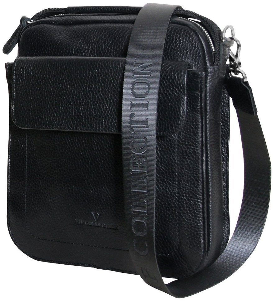 Шкіряна чоловіча сумка планшет через плече чорного кольору на блискавці Vip Collection 102653 фото №1 Шкіряна чоловіча сумка планшет через плече чорного кольору на блискавці Vip Collection 102653 modnotak фото №1