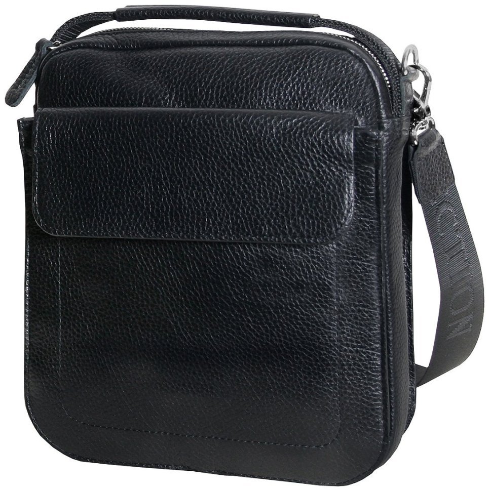 Шкіряна чоловіча сумка планшет через плече чорного кольору на блискавці Vip Collection 102653 фото №2 Шкіряна чоловіча сумка планшет через плече чорного кольору на блискавці Vip Collection 102653 modnotak фото №2