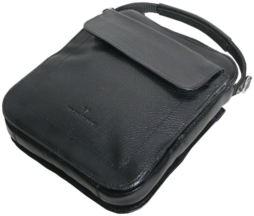 Шкіряна чоловіча сумка планшет через плече чорного кольору на блискавці Vip Collection 102653 фото №3 Шкіряна чоловіча сумка планшет через плече чорного кольору на блискавці Vip Collection 102653 modnotak фото №3