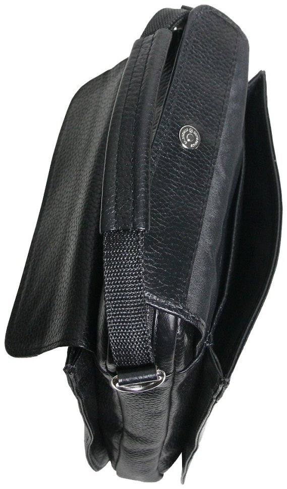 Шкіряна чоловіча сумка планшет через плече чорного кольору на блискавці Vip Collection 102653 фото №5 Шкіряна чоловіча сумка планшет через плече чорного кольору на блискавці Vip Collection 102653 modnotak фото №5