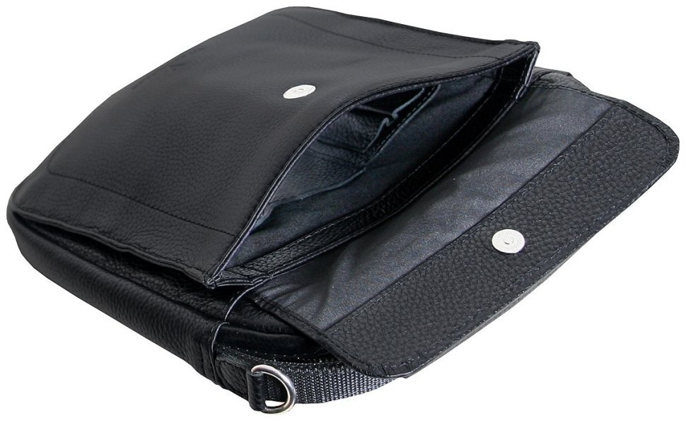 Шкіряна чоловіча сумка планшет через плече чорного кольору на блискавці Vip Collection 102653 фото №6 Шкіряна чоловіча сумка планшет через плече чорного кольору на блискавці Vip Collection 102653 modnotak фото №6