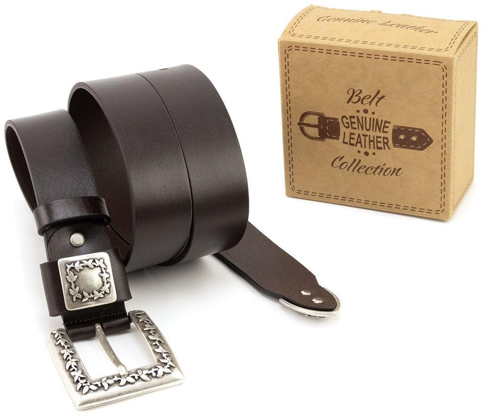 Дизайнерский кожаный женский ремень из итальянской кожи Gherardini 40806 цвет темно-коричневый modnotak фото №6