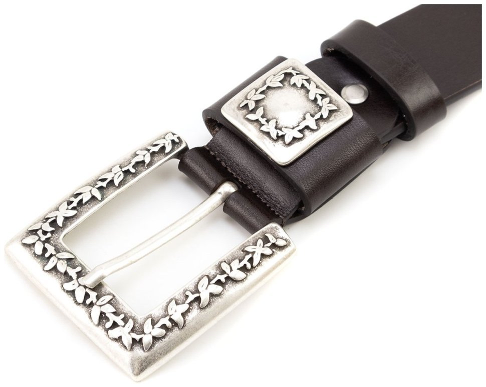 Дизайнерский кожаный женский ремень из итальянской кожи Gherardini 40806 цвет темно-коричневый modnotak фото №2