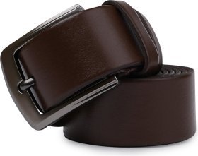 Кожаный мужской ремень коричневого цвета под брюки или джинсы Vintage (2420748)