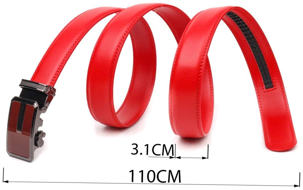 Узкий ремень из натуральной кожи красного цвета с пряжкой-автомат Vintage (2420220) фото №9 Узкий ремень из натуральной кожи красного цвета с пряжкой-автомат Vintage (2420220) modnotak фото №9