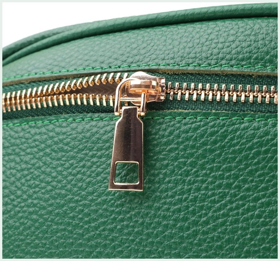 Компактная женская сумка из фактурной кожи прошитая нитью Vintage 103153 зеленого цвета modnotak фото №5