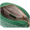 Компактная женская сумка из фактурной кожи прошитая нитью Vintage 103153 зеленого цвета modnotak фото - 7