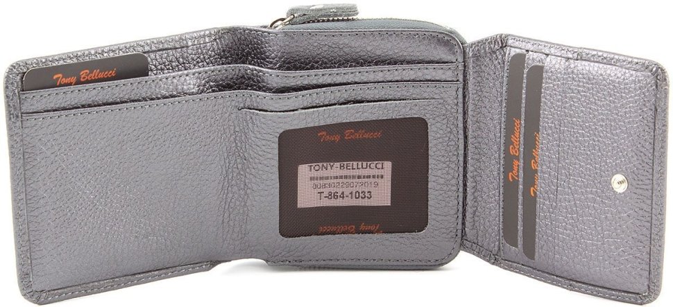 Сірий гаманець з натуральної шкіри італійського виробництва Tony Bellucci (10582)