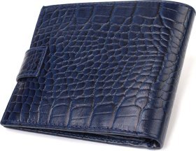 Синє чоловіче портмоне з натуральної шкіри з тисненням під рептилію CANPELLINI (2421889)