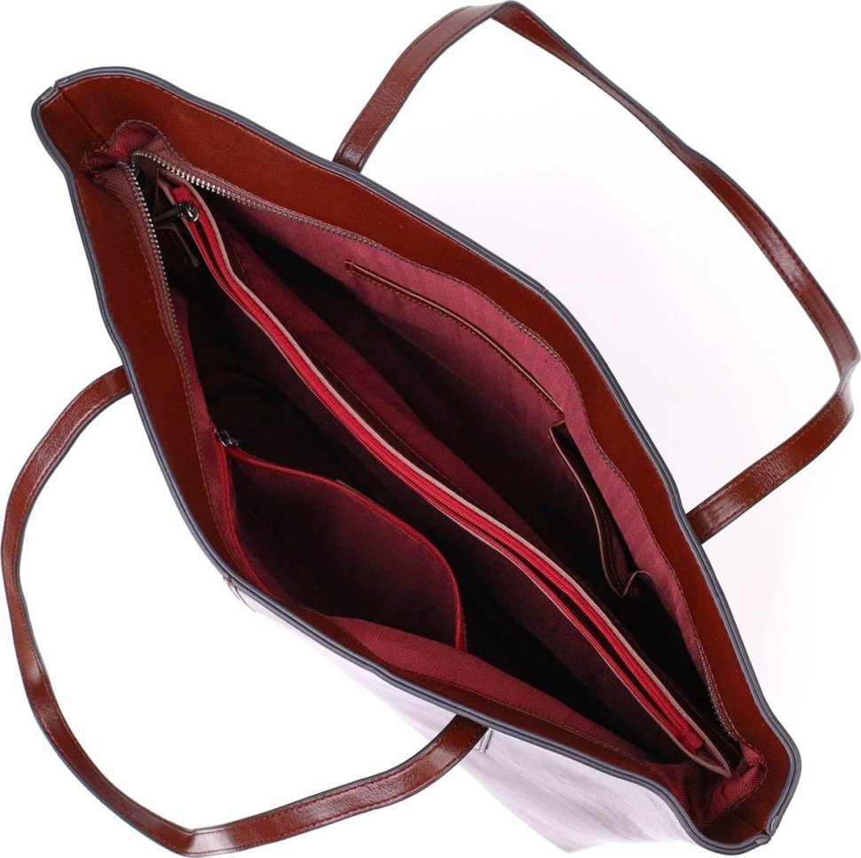 Практична жіноча сумка-шоппер із натуральної шкіри коричневого кольору Vintage (2422103)