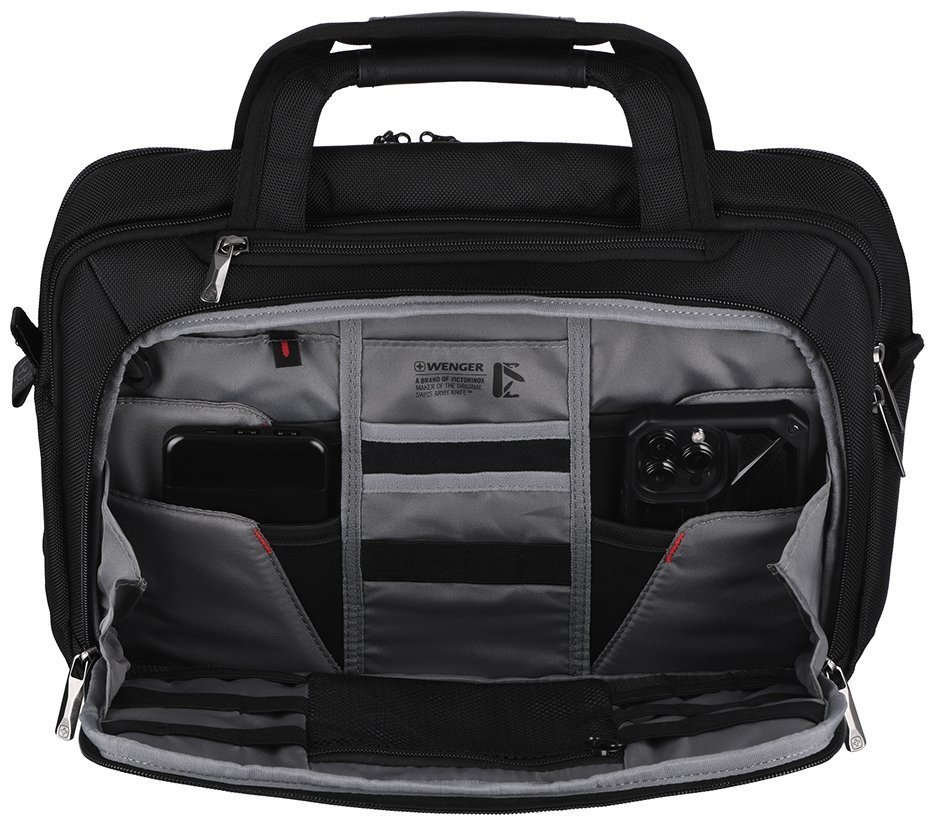 Вместительная повседневная сумка для ноутбука до 14" через плечо с фиксатором Pass-Thru Wenger BC Pro черная 103553 modnotak фото №4