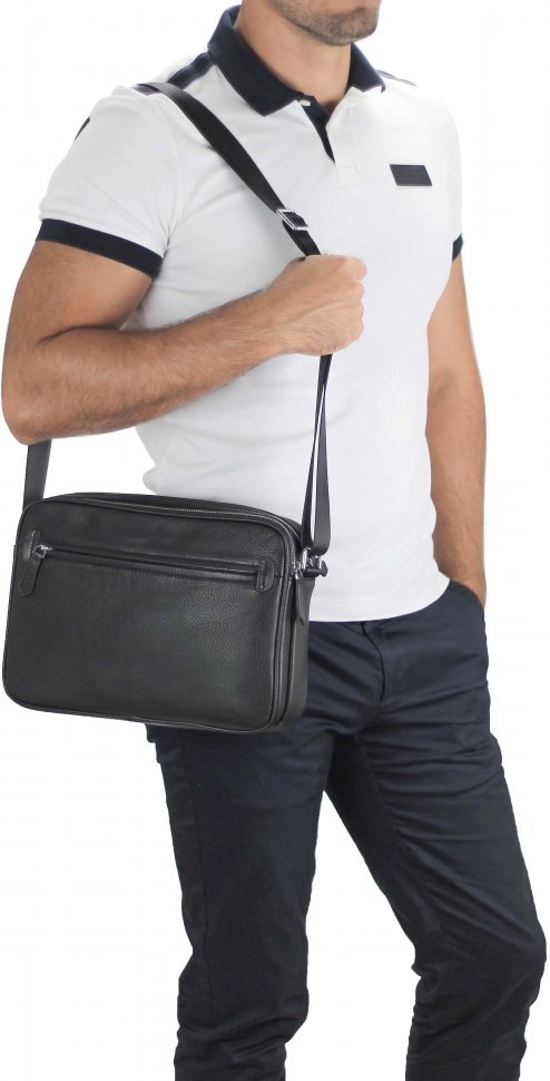 Горизонтальна чоловіча сумка-почтальонка через плече з натуральної шкіри Tiding Bag (15812)