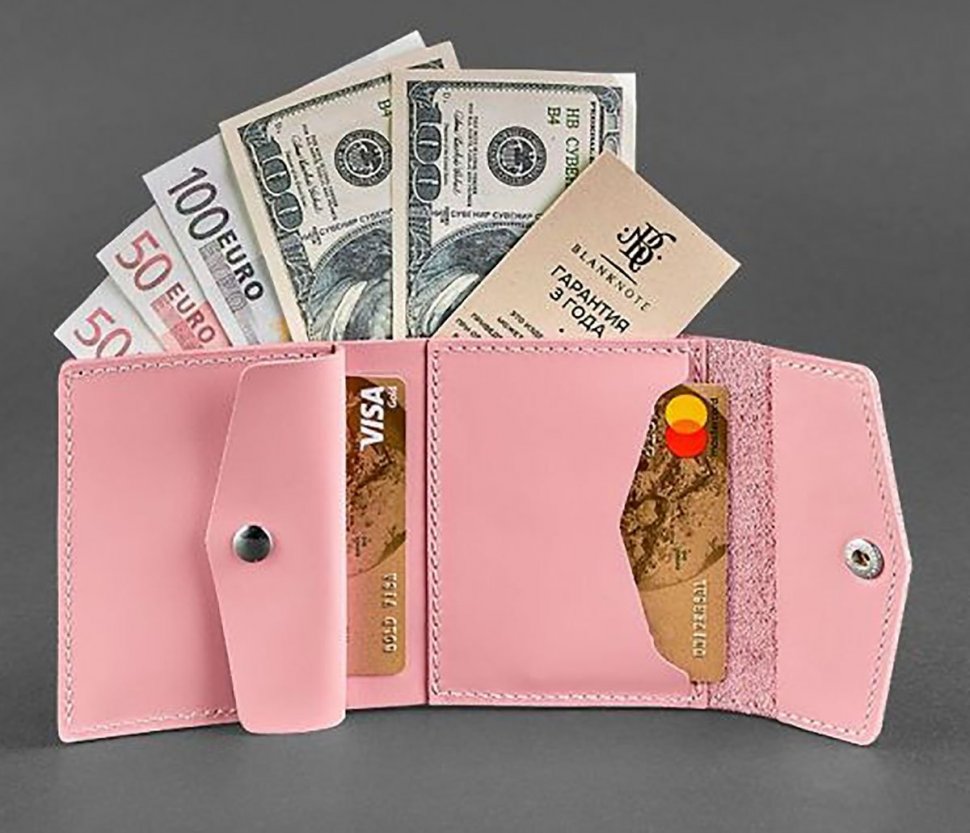 Женский кошелек розового цвета из гладкой кожи BlankNote (12507)