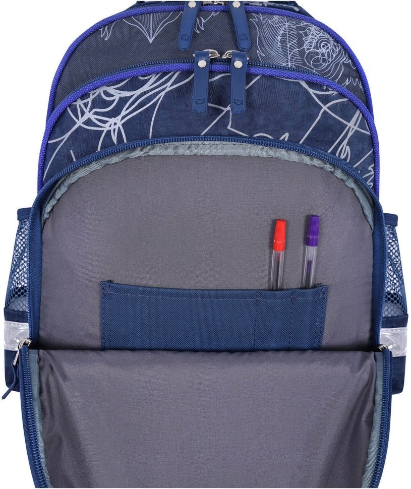 Синий школьный рюкзак для мальчиков с принтом Bagland  (53853)
