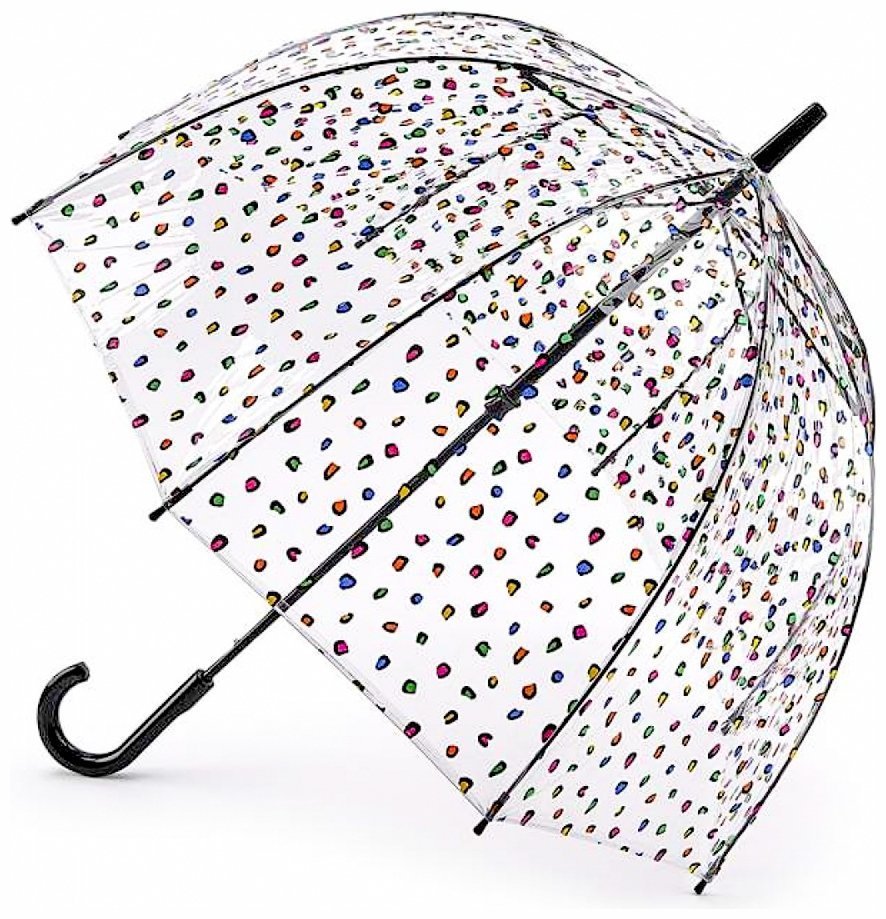 Зонт-трость женский Fulton Birdcage-2 L042 Candy Leopard (механика, прозрачный с разноцветным принтом) 93853 modnotak фото №1