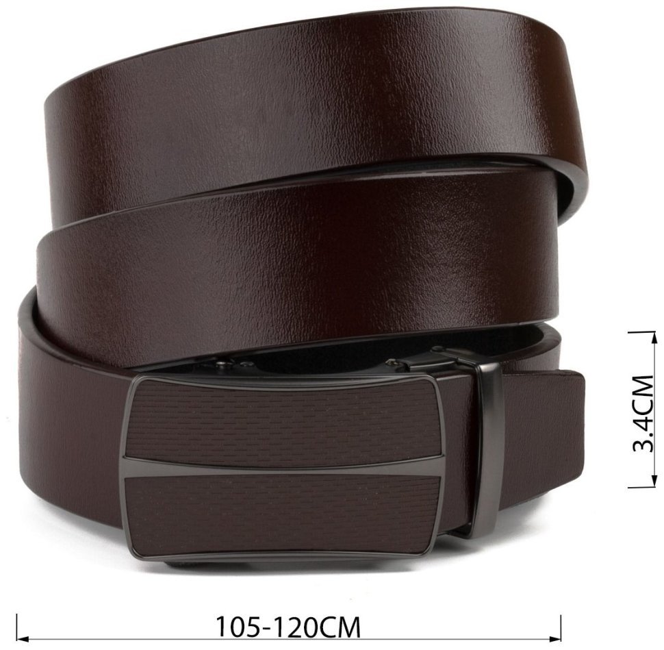 Шкіряний чоловічий коричневий ремінь під штани з автоматичною пряжкою Vintage 2420305 фото №7 Шкіряний чоловічий коричневий ремінь під штани з автоматичною пряжкою Vintage 2420305 modnotak фото №7