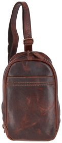 Кожаный слинг мужской коричневого цвета Ashwood PERRY Vintage Tan 94153 (винтажиный стиль с потертостями)