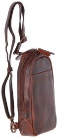 Кожаный слинг мужской коричневого цвета Ashwood PERRY Vintage Tan 94153 (винтажиный стиль с потертостями)