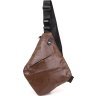 Темно-коричневая тонкая мужская сумка-слинг их кожзама Vintage (20566) - 1