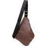 Темно-коричневая тонкая мужская сумка-слинг их кожзама Vintage (20566) - 2