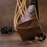 Темно-коричневая тонкая мужская сумка-слинг их кожзама Vintage (20566) - 5