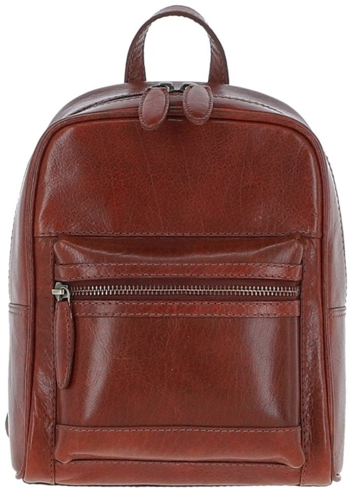 Женский рюкзак из натуральной гладкой кожи на молнии Ashwood T87 коричневого цвета 94253 modnotak фото №1