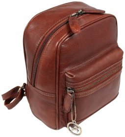 Женский рюкзак из натуральной гладкой кожи на молнии Ashwood T87 коричневого цвета 94253