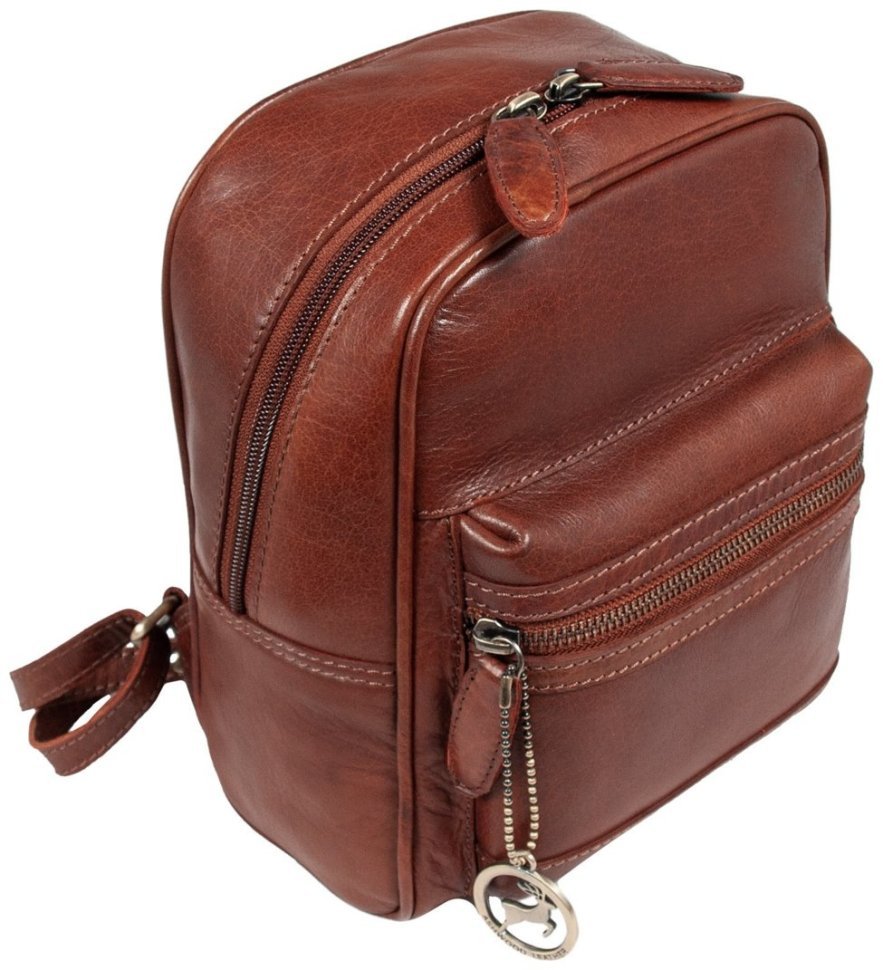 Женский рюкзак из натуральной гладкой кожи на молнии Ashwood T87 коричневого цвета 94253 modnotak фото №2