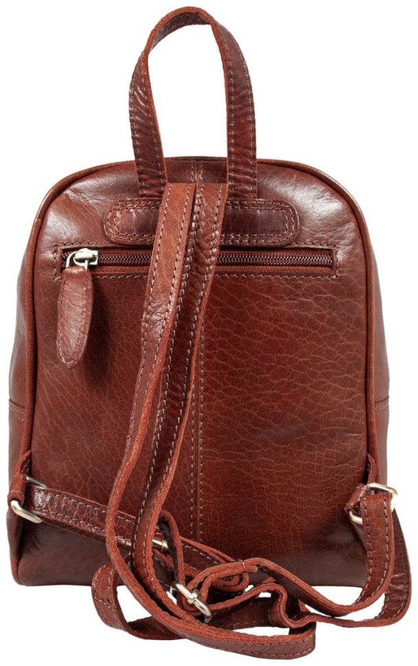 Женский рюкзак из натуральной гладкой кожи на молнии Ashwood T87 коричневого цвета 94253 modnotak фото №4