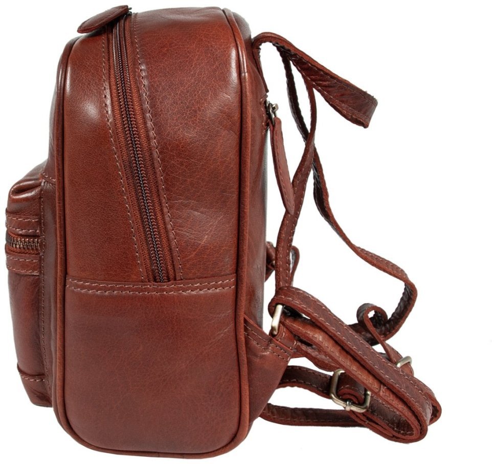 Женский рюкзак из натуральной гладкой кожи на молнии Ashwood T87 коричневого цвета 94253 modnotak фото №5