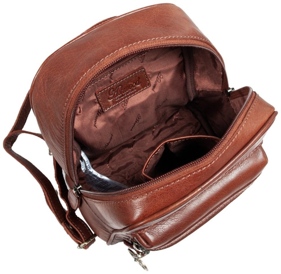 Женский рюкзак из натуральной гладкой кожи на молнии Ashwood T87 коричневого цвета 94253 modnotak фото №9