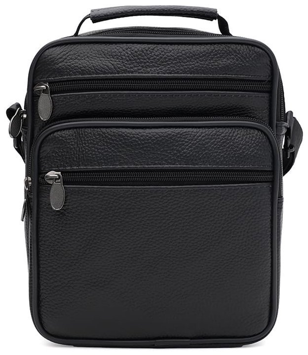 Повседневная мужская барсетка из кожи флотар через плечо Borsa Leather 104553 черного цвета modnotak фото №1