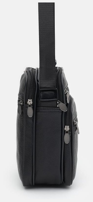 Повседневная мужская барсетка из кожи флотар через плечо Borsa Leather 104553 черного цвета modnotak фото №4