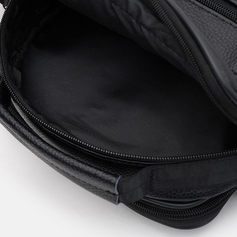 Повседневная мужская барсетка из кожи флотар через плечо Borsa Leather 104553 черного цвета modnotak фото №5