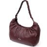 Бордова жіноча сумка-багет з натуральної шкіри із плетеною ручкою KARYA (2420839) - 1