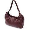Бордовая женская сумка-багет из натуральной кожи с плетеной ручкой KARYA (2420839) - 2