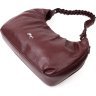 Бордова жіноча сумка-багет з натуральної шкіри із плетеною ручкою KARYA (2420839) - 3