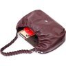 Бордовая женская сумка-багет из натуральной кожи с плетеной ручкой KARYA (2420839) - 8