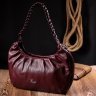 Бордова жіноча сумка-багет з натуральної шкіри із плетеною ручкою KARYA (2420839) - 9