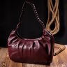 Бордовая женская сумка-багет из натуральной кожи с плетеной ручкой KARYA (2420839) - 10