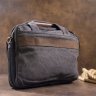 Чорна сумка для ноутбука з якісного текстилю на два відділення Vintage (20177) - 7