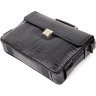Вместительный мужской портфель из качественной кожи черного цвета с фактурой под крокодила KARYA (2420939) - 3