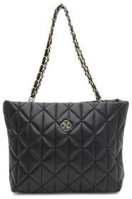 Містка жіноча сумка з екошкіри з довгими ручками Monsen 94653 чорного кольору